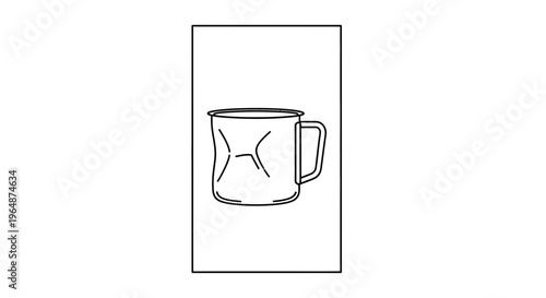 Stylized outline drawing of an irregularly shaped beverage mug design a simple graphic
