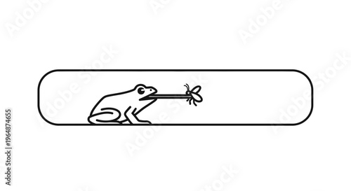 A minimalist vector illustration capturing a frog's swift action in hunting a fly