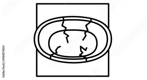 Striking minimalist line art portraying a fractured egg, symbolizing fragility, damage, or