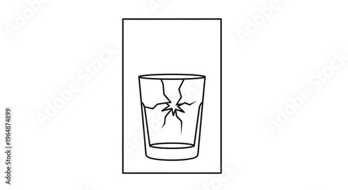 Minimalist outline of a broken glass warning symbol indicating fragile contents requiring careful