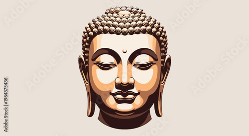 Buddha Head Statue Closeup Face.