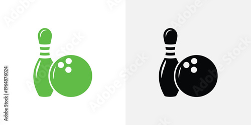 Green and black bowling ball and pin bowling pin