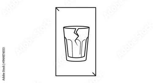 Universal fragile broken glass warning symbol for careful handling and secure package transport