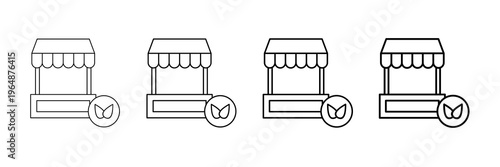 Agricultural Marketplace Icons Vector Set In Different Stroke Line Style