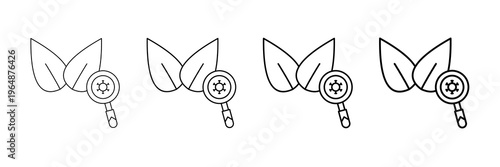 Crop Disease Detection Icons Vector Set In Different Stroke Line Style