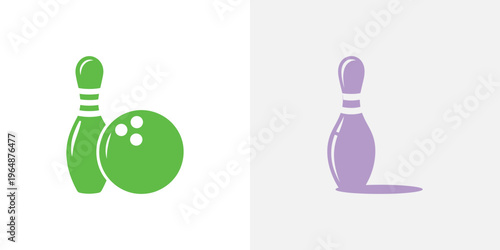Green bowling ball and pins purple pin bowling pins