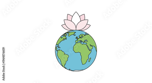 Earth Globe with Lotus Flower.