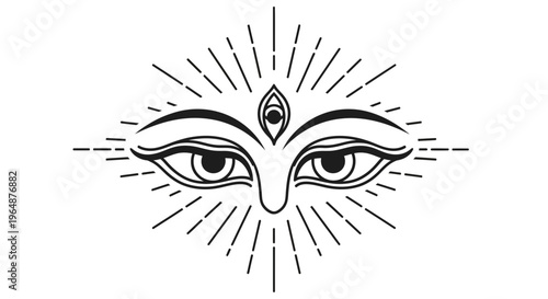 Hindu Goddess Third Eye Symbol Design.