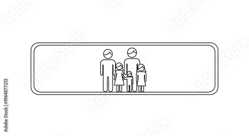 Minimalist family outline representing unity and togetherness within a rectangular frame concept