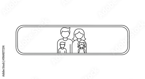 A minimalist line art illustration of a traditional family, representing unity and demographic data