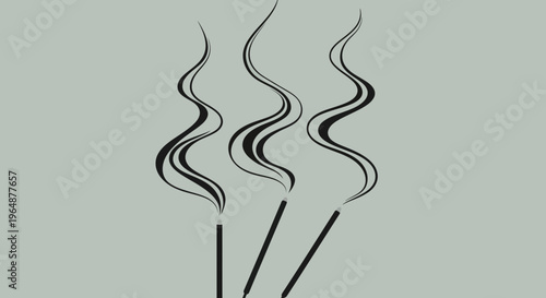 Three Incense Sticks with Rising Smoke.