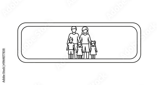 Minimalist family unit outline illustration representing togetherness and generational bond