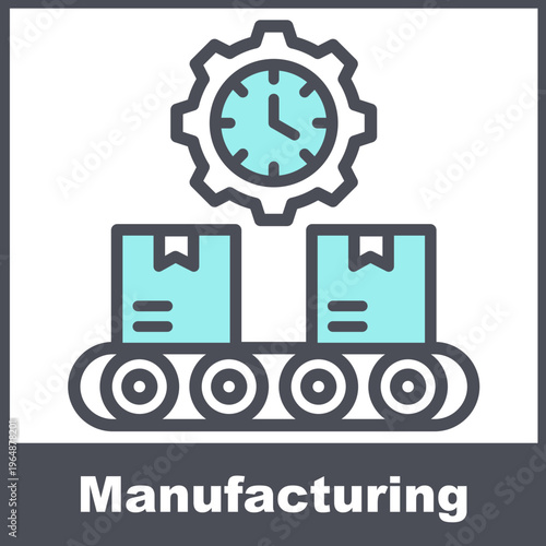 Manufacturing Blue Vector Icon On White Background 
