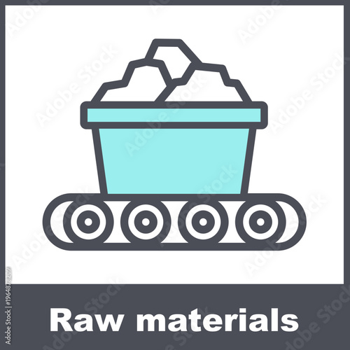 Raw Materials Blue Vector Icon On White Background 
