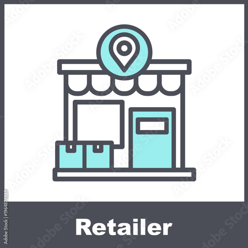 Retailer Blue Vector Icon On White Background 

