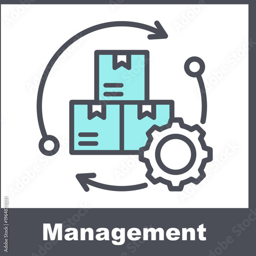 Management Blue Vector Icon On White Background 
