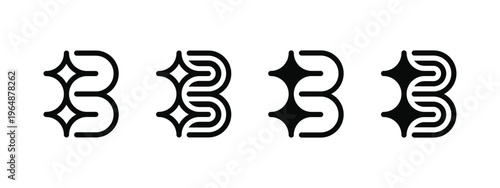 Letter B Star logo design set. B sparkle symbol icon sign vector illustration template