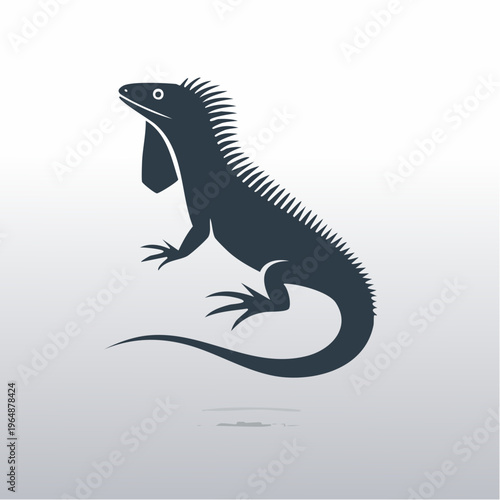 Elegant vector illustration of a standing iguana with throat pouch
