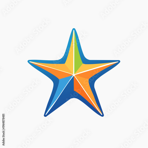 Starfish geometric vector icon, multi-colored stylized star for marine graphic projects and creative design