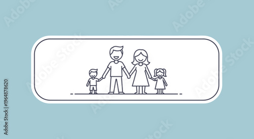 Happy family unity bonding illustration depicting parents and two children together