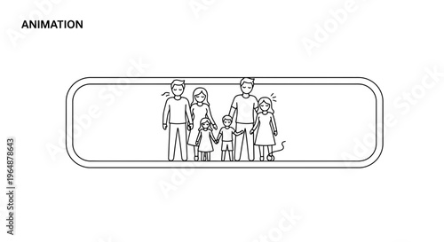 Minimalist monochrome line art family portrait representing modern connections and unity graphic