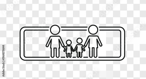 Minimalist outline depiction of a four-member family unit, symbolizing togetherness and kinship