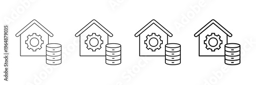 Data Warehouse Icons Vector Set In Different Stroke Line Style