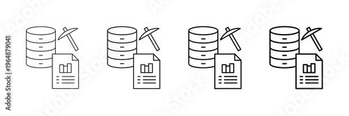 Data Mining Icons Vector Set In Different Stroke Line Style