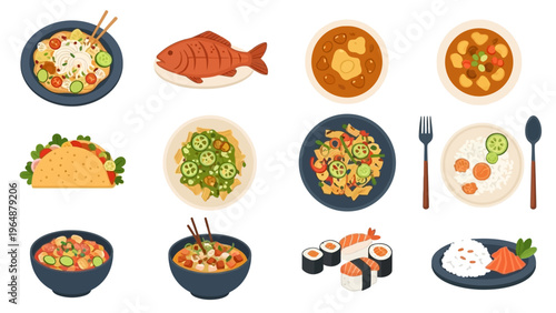 A Delicious Assortment of Global Cuisine From Tacos and Sushi to Curries and Salads