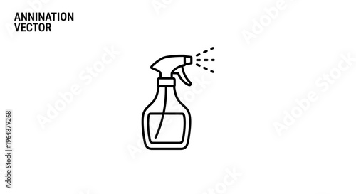 Minimalist outline illustration of a household spray bottle dispensing fine mist