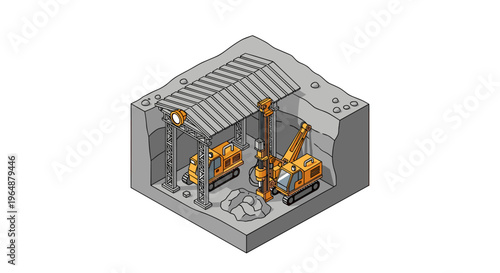 Isometric Cutaway View of a Subterranean Industrial Pumping Station.