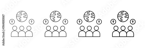 Community Participation Icons Vector Set In Different Stroke Line Style