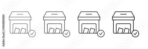 Ballot Box Icons Vector Set In Different Stroke Line Style
