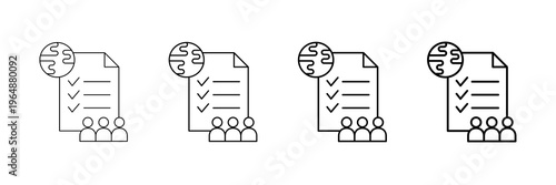Civic Duty Icons Vector Set In Different Stroke Line Style
