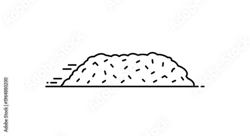 Abstract outline illustration of a granular material pile with dynamic motion lines