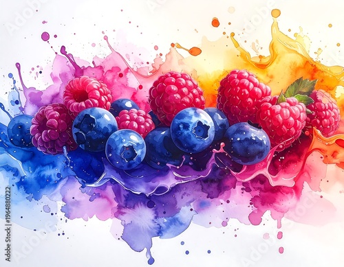 berries in water splash
