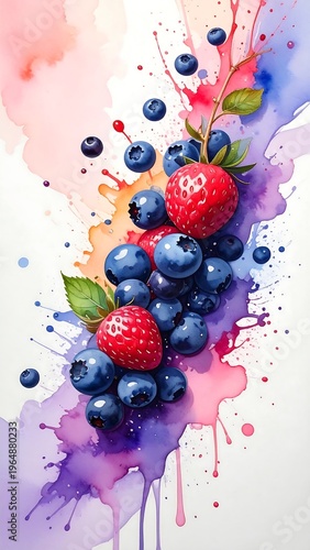 berries in water splash