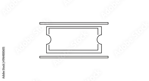 Minimalist outline drawing of a classic event entry ticket or coupon stub design element