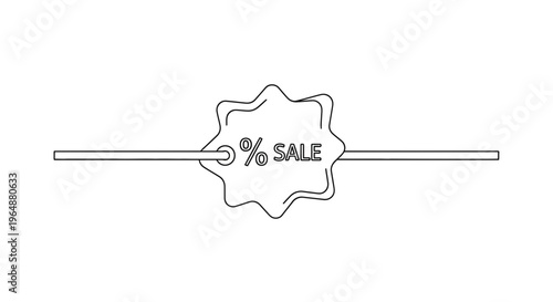 Modern minimalist line art sale tag design for promotional offers and discount campaigns