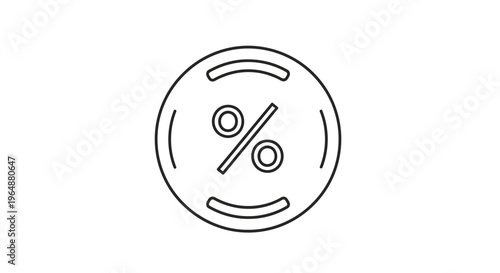 Modern minimalist percentage symbol in circular frame design for financial calculations and retail