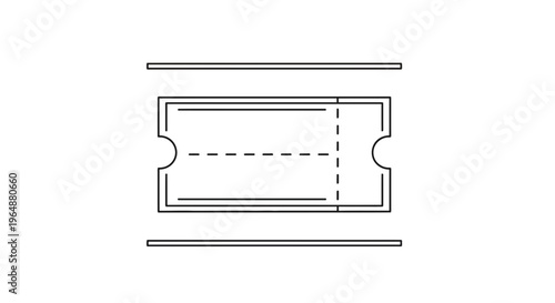 Minimalist vector illustration of a classic event entry ticket with a perforated tear-off stub