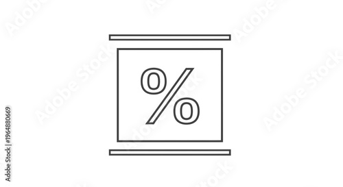 Minimalist black line icon depicting a percentage sign for financial calculations and discount