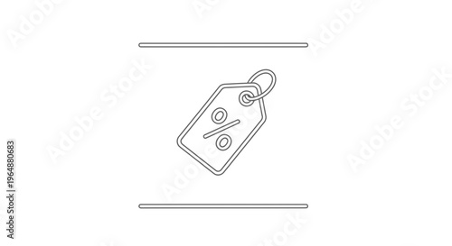 Stylized line art of a percentage discount tag, conveying promotional offers and price reductions