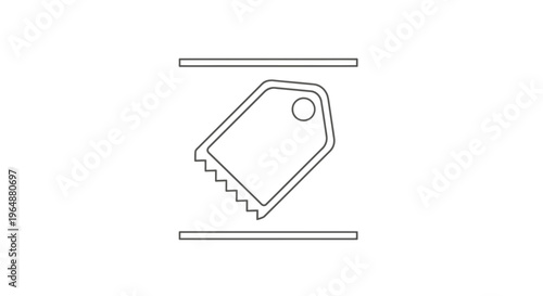 Sleek monochromatic outline of a retail tag symbol, conveying discount and identification