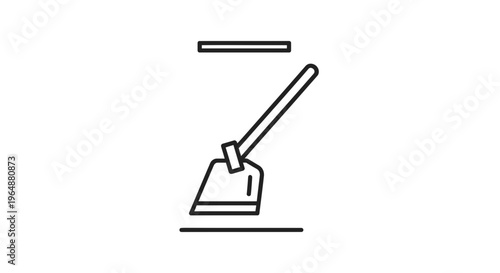 Minimalist outline illustration of a garden hoe for agricultural and landscaping design elements