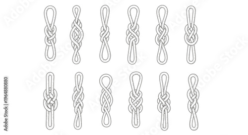A collection of 10 distinct bowline knot variations and their tying patterns
