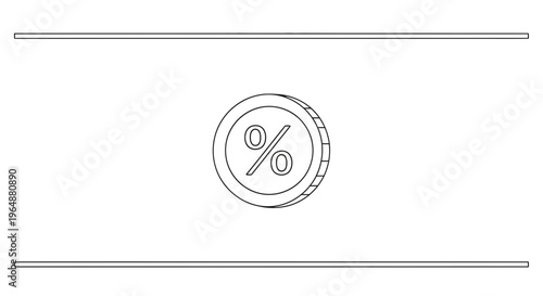 Minimalist line art illustration of a coin with a percent sign, representing financial rates and