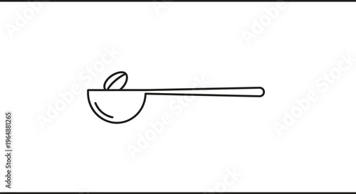 Minimalist coffee scoop icon with a single bean, perfect for beverage preparation concepts or