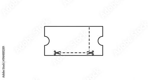 Simple monochrome icon depicting a customizable perforated coupon or ticket with clear cut lines