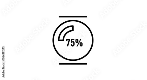 Seventy-five percent progress indicator icon displaying task completion and data loading status